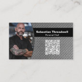 Personal Chef Diamond Plate Custom Photo QR Code  Visitenkarte (Vorderseite)
