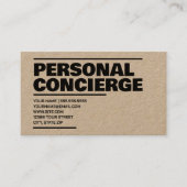 Personal Concierge Kraft Visitenkarte (Vorderseite)