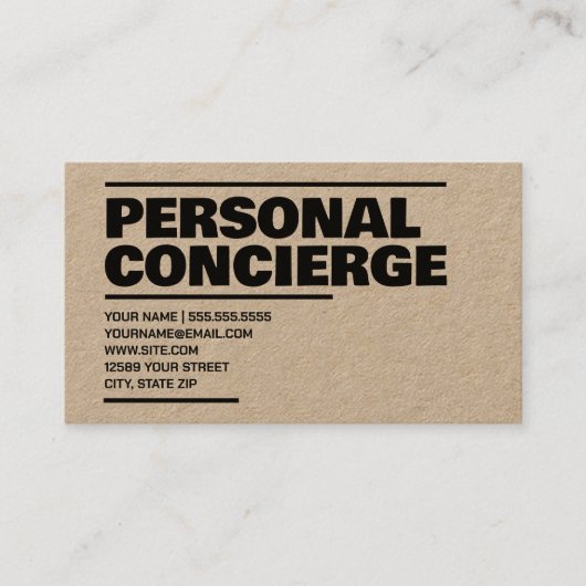 Personal Concierge Kraft Visitenkarte (Vorderseite)