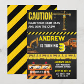 Personal Construction Yellow Building Birthday Einladung (Vorne/Hinten)