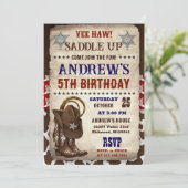 Personal Country Western Cowboy Birthday Einladung (Stehend Vorderseite)