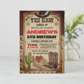 Personal Cowboy Hat and Lasso Wild West Birthday Einladung (Stehend Vorderseite)