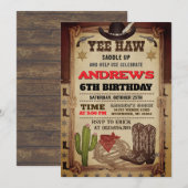 Personal Cowboy Hat and Lasso Wild West Birthday Einladung (Vorne/Hinten)