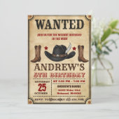 Personal Cowboy Wild West Party Birthday Einladung (Stehend Vorderseite)