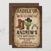 Personal Cowboy Wild Western Birthday Party Einladung (Vorne/Hinten)