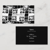Personal Creative Floral Karo Schwarz-weiß Visitenkarte (Vorne/Hinten)