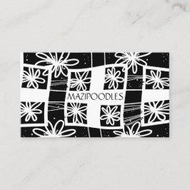 Personal Creative Floral Karo Schwarz-weiß Visitenkarte