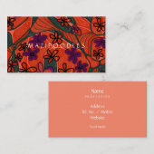 Personal Creative Floral Neuro Art Orange Green Visitenkarte (Vorne/Hinten)
