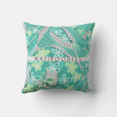 Personal Creative Floral Neuro Art Teal Green Gray Kissen (Rückseite)