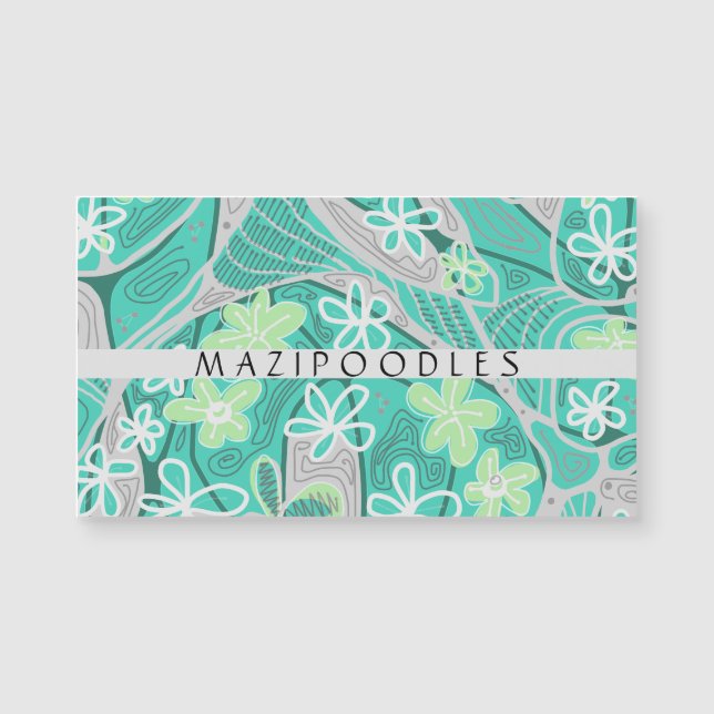 Personal Creative Floral Neuro Art Teal Green Magnetkarte (Vorderseite)