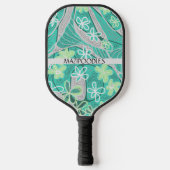 Personal Creative Floral Neuro Art Teal Green Pickleball Schläger (Vorderseite)
