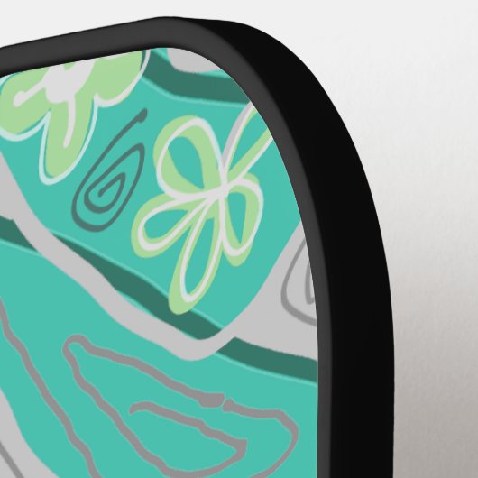 Personal Creative Floral Neuro Art Teal Green Pickleball Schläger (Linke Seite)