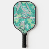 Personal Creative Floral Neuro Art Teal Green Pickleball Schläger (Rückseite)