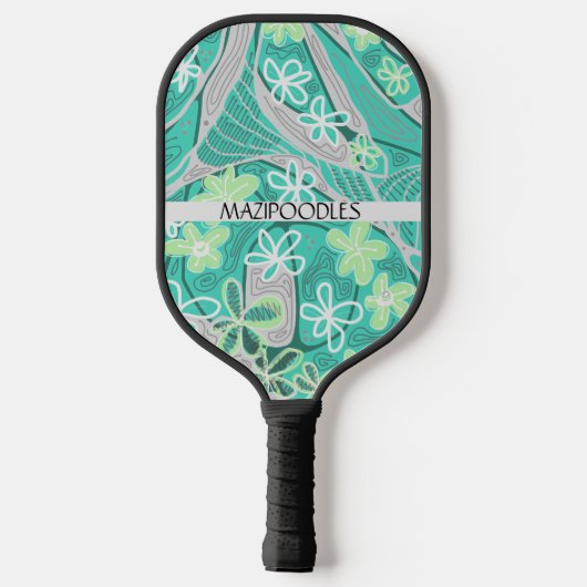 Personal Creative Floral Neuro Art Teal Green Pickleball Schläger (Rückseite)