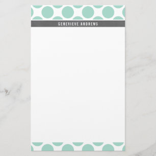 PERSONAL CUSTOM niedliche große Polka Punkt Minze  Briefpapier