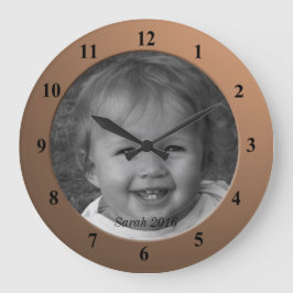 Personal Custom Photo and Text Bronze Frame Große Wanduhr