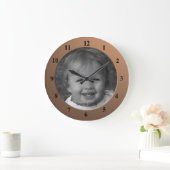 Personal Custom Photo and Text Bronze Frame Große Wanduhr (Zuhause)