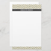 PERSONAL CUSTOM Zickzack Muster Graugold Glitzer Briefpapier (Vorne/Hinten)