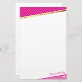 PERSONAL Diagonal Stripey Goldstreifen hell rosa Briefpapier (Vorne/Hinten)