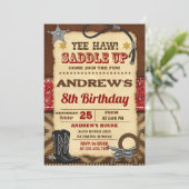 Personal Digital Country Wild West Cowboy Birthday Einladung (Stehend Vorderseite)