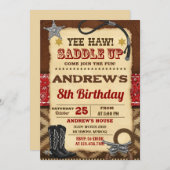 Personal Digital Country Wild West Cowboy Birthday Einladung (Vorne/Hinten)