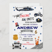 Personal Digital Police birthday for boy Einladung (Vorne/Hinten)