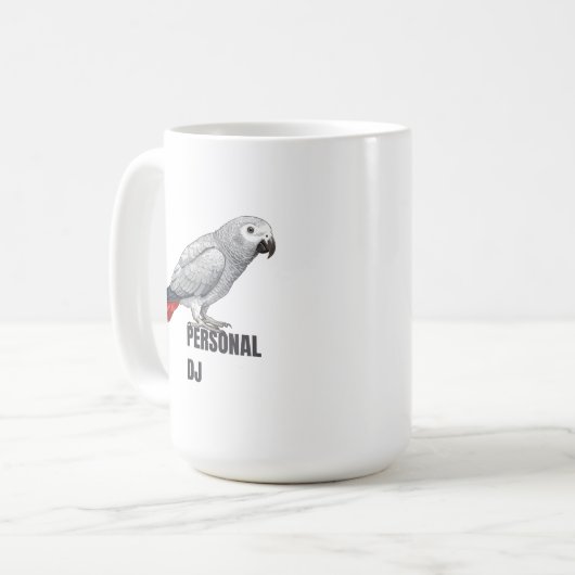Personal DJ African Grey – Talking Parrot Kaffeetasse (Vorderseite Links)