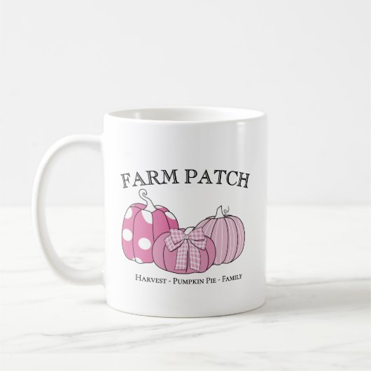 Personal Farm Patch Pink White Black Text Kaffeetasse (Links)