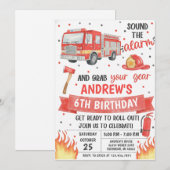 Personal fireman birthday party einladung (Vorne/Hinten)