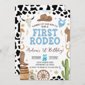 Personal First Rodeo Cowboy Birthday Einladung (Vorne/Hinten)