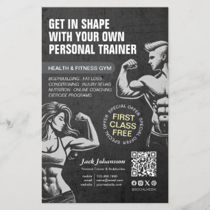 Personal Fitness Trainer Bodybuilding Gym Coach BW Flyer