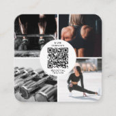 Personal Fitness Trainer Foto QR Social Media Quadratische Visitenkarte (Vorderseite)