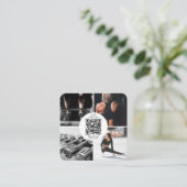 Personal Fitness Trainer Foto QR Social Media Quadratische Visitenkarte (Stehend Vorderseite)