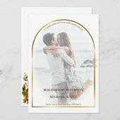 Personal Foto Gold Arch Frame Wedding Einladung (Vorne/Hinten)