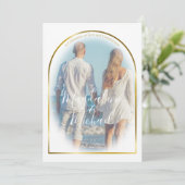 Personal Foto Gold Arch Frame Wedding Einladung (Stehend Vorderseite)
