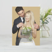 Personal Foto Gold Frame Wedding Einladung (Stehend Vorderseite)