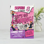 Personal Girls Rock Climbing Birthday Invitation Einladung (Stehend Vorderseite)