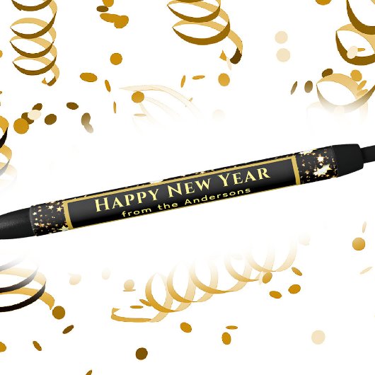 Personal | Gold Happy New Year Black Ink Kugelschreiber