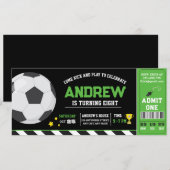 Personal Green moderne Fußball Ticket Geburtstag Einladung (Vorne/Hinten)