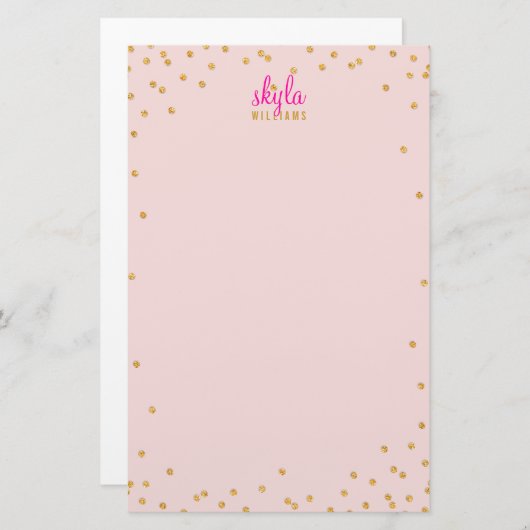 PERSONAL HINWEIS Mini-Spot Konfetti Gold Glitzer R Briefpapier (Vorne/Hinten)