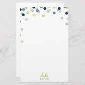 PERSONAL HINWEIS niedliche helle Konfetti blau Lim Briefpapier (Vorne/Hinten)