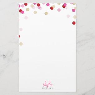 PERSONAL HINWEIS niedliche helle Konfetti rosa Gol Briefpapier