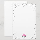PERSONAL HINWEIS niedlicher Spaß polka dot silber  Briefpapier (Vorne/Hinten)