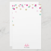 PERSONAL HINWEIS niedliches helles Konfetti Pink M Briefpapier (Vorne/Hinten)