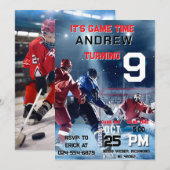 Personal Hockey Birthday with photo Invitation Einladung (Vorne/Hinten)