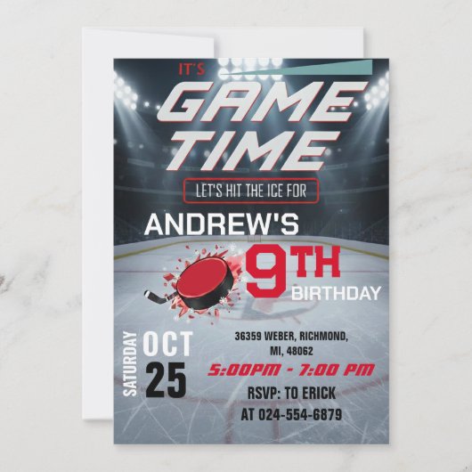 Personal Hockey Birthday with photo Invitation Einladung (Vorderseite)