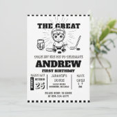Personal Hockey Theme First Birthday Invitation Einladung (Stehend Vorderseite)
