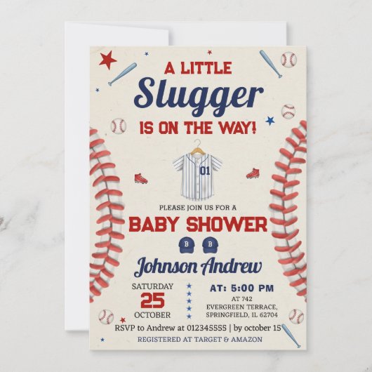 Personal It's A Boy Sports Baseball Baby Shower Einladung (Vorderseite)