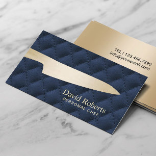 Personal Koch Catering Gold Knife Navy Blue Visitenkarte