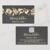 Personal Koch Restaurant Catering QR Kraft Grau Visitenkarte (Vorne/Hinten)